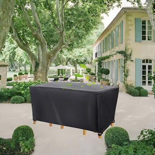 HNBFKD Garden Furniture Covers Waterproof 160x150x80cm/LxWxH Rectangular Heavy Duty 420D Oxford Fabric Windproof Outdoor Table, Rattan & Patio Square Garden Furniture Covers Black