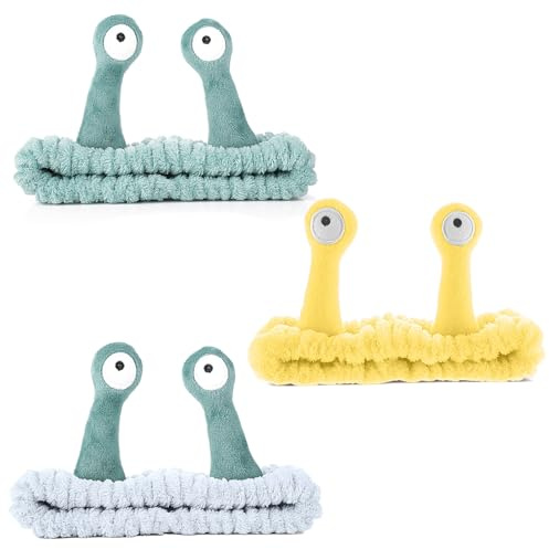 KFHENSOMR Diadema para lavado facial, 3 unidades, diademas de caracol para el cabello, lindas diademas de maquillaje, forro polar coral, para mujer, accesorios creativos para el cabello, regalos