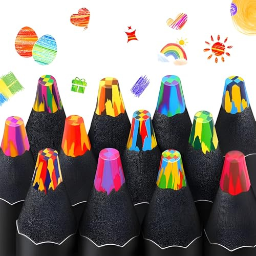 Wixovo Ostergeschenke Kinder, 24 Regenbogenstifte Jumbo, Buntstifte Regenbogen Stifte Dicke Dünn, Regenbogenstift für Zeichnen, Färben, Mitgebsel Kindergeburtstag Ostern Geschenke