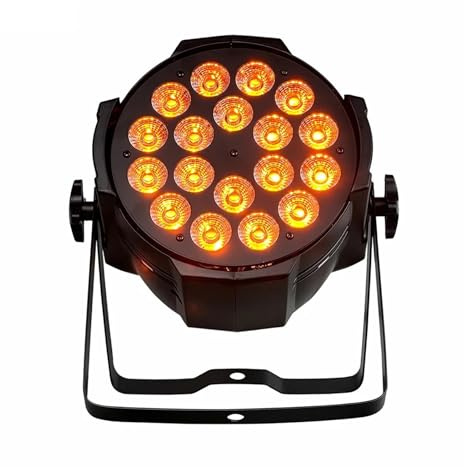 Luz Par LED RGBW de 18 x 18 W, 6 colores, RGBWA, UV, equipo de iluminación for DJ, for bodas, discotecas, fiestas y clubes nocturnos para fiestas de baile en casa(Black_6in1)