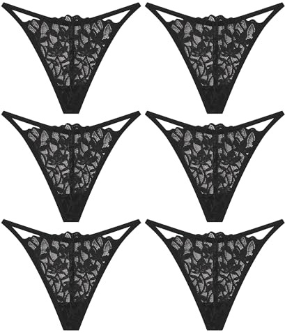 Sth Big G string tanga damer sexiga spetsstringtrosor damset spets underkläder kvinnor tangas trosor underkläder kvinna stringtrosor flerpack, B-6-pack, M