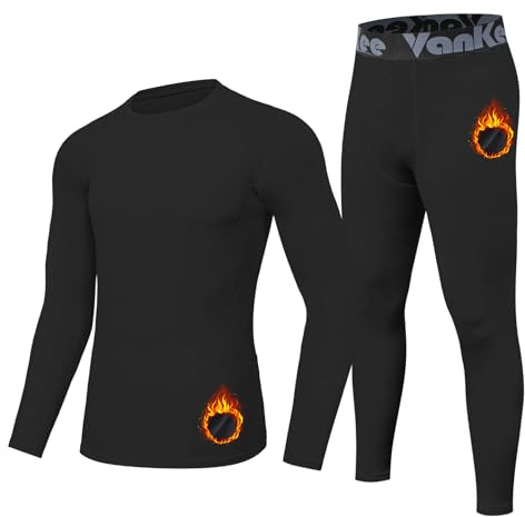 VanKee Intimo Termico Uomo Tuta Termica Asciugatura Rapida Intimo Termica Uomo Pantaloni Termici Tuta Calda per Lo Sport Aperto Biancheria Intima Termica Funzionale per Sci Corsa Viaggio