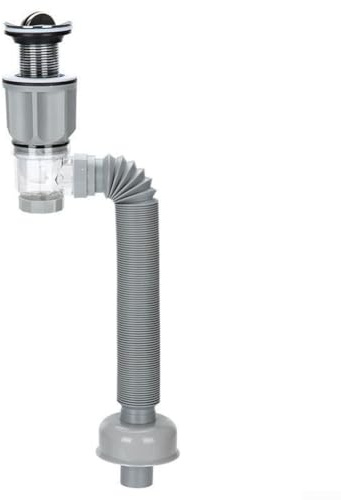 Jotekonoby Vielseitiges Waschbecken Ablaufrohr Armatur Edelstahl ABS Grau 40x11x7cm Werkzeuglose Installation Platzsparendes Design Rückflussverhinderung Technologie Flexibles Abflussrohr
