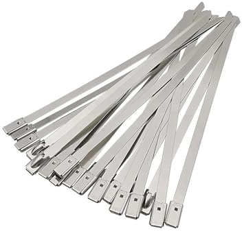 Fascette metalliche, Ca 10/20 pezzi 4,6 mm fascetta di tenuta in metallo multiuso acciaio inossidabile autobloccante for scarico 100-400 10(20Pcs,400mm)