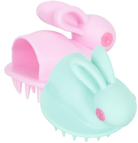 FIXOSHEE 2Pcs Scalp Brush Soft Hair Massager for Gentle Cradle Cap Treatment and Deep Cleansing Easy-Grip Design for Newborns Bathing in Light Green and Pink