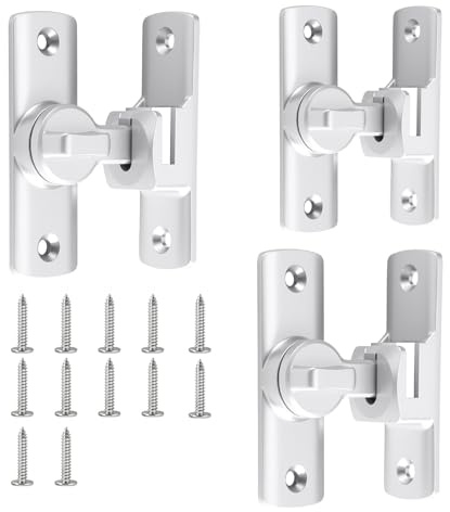 Zyiphor 3 Piezas Cerrojo Puertas Correderas 90/180, Pestillo Puerta Corredera Universal, Cerradura de Puerta de Granero con Tornillo, para Cocina Baño Dormitorio Ventanas Jardín (Plata)