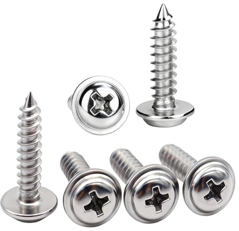 QANCEN 20 Stück Blechschrauben M5x20mm Selbstschneidende Schrauben Edelstahl A2 V2A,Flachkopf mit Scheibe Kreuzschlitz,Selbstschneidend Tellerkopfschrauben Holzschrauben
