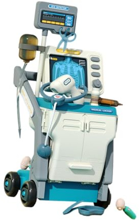 predolo Kit Medico per Bambini, Set Postazione Medico, Accessori per Strumenti Medici, Apprendimento Precoce con Carrello, Giochi di Ruolo per Bambini, Blu