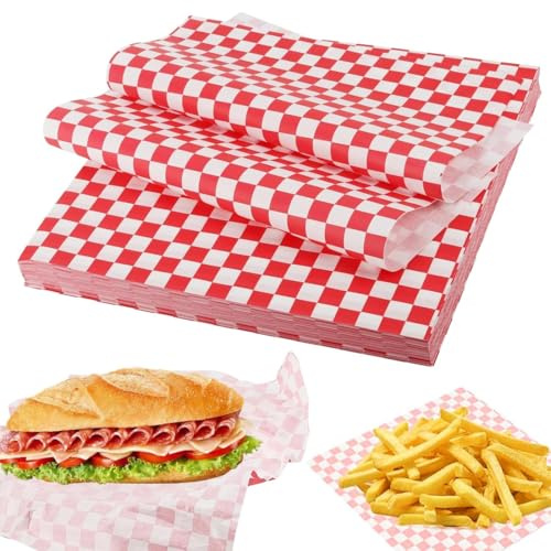THQAE 100 Stück Burger Papier, 22 x 32 cm Butterbrotpapier, Wachspapier für Lebensmittel in Backpapier Zeitungsoptik, Zeitung Backpapier, Öl- und Wasserfest für Burger, Sandwiches und Food Basket.