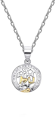 Kvinnors silverhalsband, sterling hängsmycke Halsband Hollow Out Sun and Moon I Love Youcubic Zirconia Gold för festhelgen