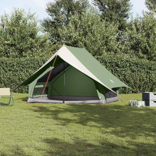 Familienzelt Camping Outdoor, Wasserdicht & UV-beständig, 315 x 286 x 200 cm, Faltbares Tragbares Pop-up Zelt für 4-6 Personen, Grün Weiß, mit Tragetasche, für Garten & Strand