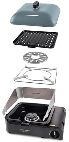 CADAC Van Cook FFD Combo - BBQ Compact de Camping avec Protection FFD, | Grille CeramiCoat & Porte-Percolateur - Idéal pour Camping & Extérieur - Connexion Cartouche Gaz