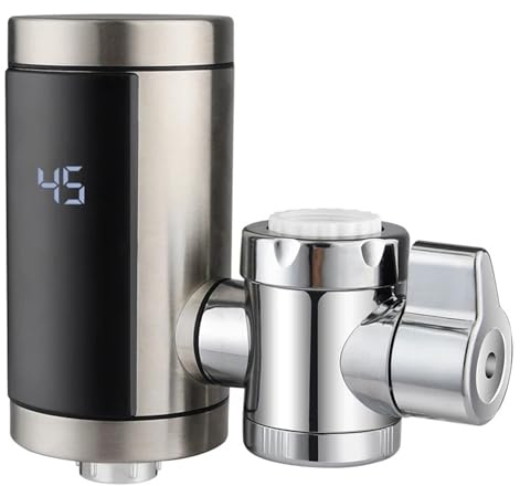 Chauffe-eau instantané, Chauffe-eau instantané 3000 W sans réservoir, robinet électrique argenté