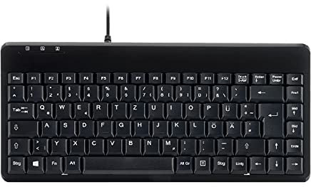 Perixx PERIBOARD-409 P Compact Mini PS/2 Wired Keyboard - 315 x 147 x 21 mm - 1.80 m Cable - QWERTZ German Layout