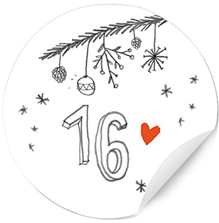 24 Adventskalenderzahlen für Kinder und Erwachsene, runde Zahlen Etiketten MATT zum Adventskalender Basteln aus Papier, selbstklebend, 40 mm, WEISS GRAU mit verspielten Zahlen, Weihnachtsdeko