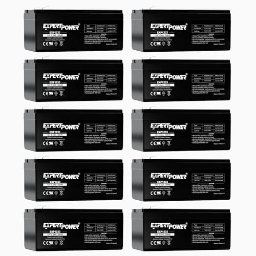 ExpertPower EXP1233 - (10 Pack) 3.3Ah 12V Battery Sealed Lead Acid, APC Battery Backup Replacement for Back-UPS ES 350, BE350E, BE350C, BE350R, BE350U, 12 Volt Rechargeable UPS Batteries