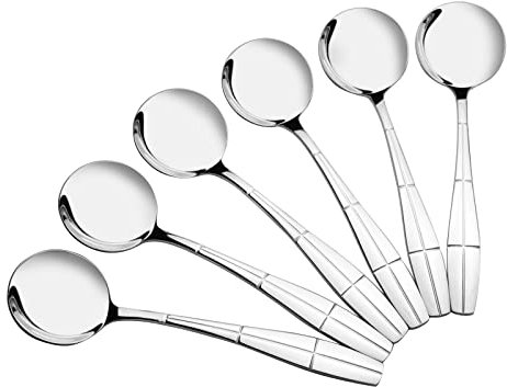 Callyne 12 cuillères à soupe rondes en acier inoxydable, cuillère à soupe à bouillon