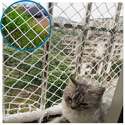 Ezoon Katzenschutz-Nylon-Netz, starkes Sicherheits-Katzennetz mit Befestigungsset, sicheres Kinder-/Kleinkind-Deck, Fallnetz für Balkon, Fenster, Treppen, verstärkt, reißfest