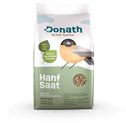 Donath Hanfsaat - Hanfsamen sind kleine Kraft- und Vitalpakete - mit vielen wertvollen Fettsäuren - wertvolles Ganzjahres Wildvogelfutter - aus unserer Manufaktur in Süddeutschland - 9 Kg
