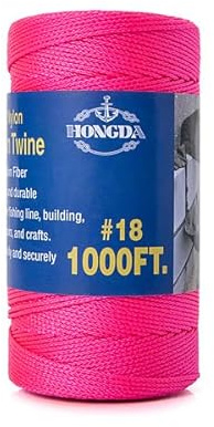 HONGDA Mason Line, 1000 Feet #18 Braided Nylon Mason line String Perfect for Masonry Jobs and for The Layout of General Construction, Gardening, DIY Project, Fluorescent Pink
