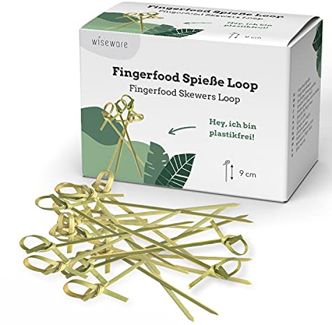 wiseware Bambuspett träspett 9 cm – fingermatspett 250 stycken – hamburgerspett – engångsbestick – biologiskt nedbrytbara – naturliga, stabila, miljövänliga