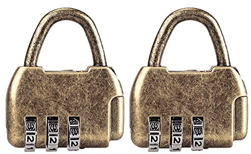 Nifocc Lucchetto in metallo con combinazione di cifre lucchetto vintage per scatola portagioie bagagli libri – 2 pezzi bronzo
