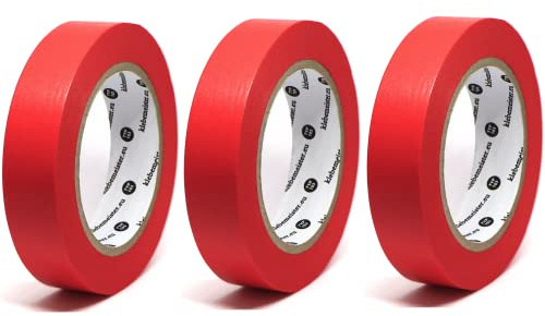 klebemeister 3x Rollen 25mm STRONG ULTRA SCHARF Rot Goldband Premium Abklebeband Malerband