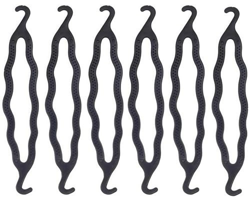 6 x schwarze Kunststoff-Dutt Maker Lockenwickler Former Doppelhaken Haarstyling krumme Haarnadeln Twist Flechtwerkzeug Pferdeschwanz Rolle Dutt Zopf Knospen Haarspangen