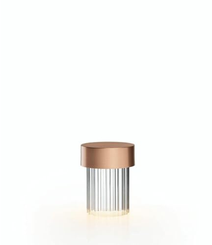 Flos Akkutischleuchte Last Order Fluted aus Metall und Kristallglas in der Farbe Polished Satin 2,5W, Maße: 8,7cm x 10cm, F3694015
