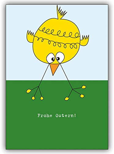 4 Osterkarten lustige Osterkarte mit Vogel zum Osterfest • individuelle Grusskarten Set mit Umschlägen, hochwertige Qualität