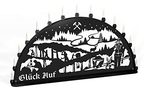 Außenschwibbogen Schwibbogen Lichterbogen Metall - Motiv: Bergmann/Bergbau (1,5 Meter)