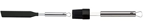 WMF Crepes Wender 33 cm Profi Plus Cromargan Edelstahl rostfrei Kunststoff teilmattiert & Silikon-Backpinsel 20 cm Profi Plus Cromargan Edelstahl rostfrei Silikonborsten teilmattiert