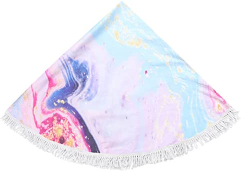 Cabilock Rundes Strandtuch Marmoriert Mit Sanddruck Yogamatte Mit Quasten Saugfähiges Badetuch Stranddecke Für Reisen Und Strand Blau-rosa