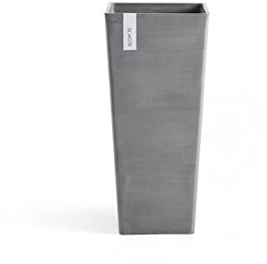 Ecopots Blumentopf Rotterdam Grau - 32 x 32 cm, 70 cm extra hoch - quadratisch groß - Pflanzentopf aus Recycling Kunststoff - Übertopf modern für Indoor und Outdoor