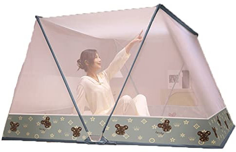 Faltbares Bett-Moskitonetz,Bett Fliegennetz Mückennetz Cool Atmungsaktive Himmelbett Feinmaschig Portable für Outdoor Camping Erwachsene,E,100 * 190 * 80CM