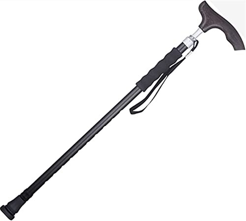 Bastoni da passeggio per camminare Bastone da passeggio telescopico per uso domestico, Bastone da passeggio in alluminio leggero e sicuro, può sopportare 250 kg (Color : Black, Size : 76-99cm)
