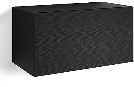 MOBILI FIVER, Unidad de Pared Easy 70 con Puerta hacia Abajo, Color Madera Negra, Aglomerado y Melamina, Armario de Pared para Entrada, Salon, Oficina, Made In Italy