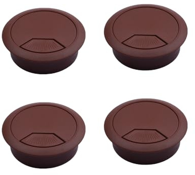 UtySty 4 Pack Office Desk Grommet 2'' Round Cable Hole Caps Cover Organizer Stopper Cord Hider Buckle for Computer Desk Executive Standing Table Desktop PC Gaming Desks (Brown)