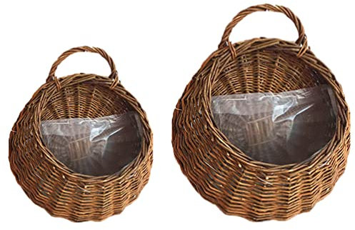 VANZACK 2 Stücke Rattan Pflanzer Hängenden Korb Decor Lagerung Für Blumen Korb Dekorative Blumentopf Rattan Blume