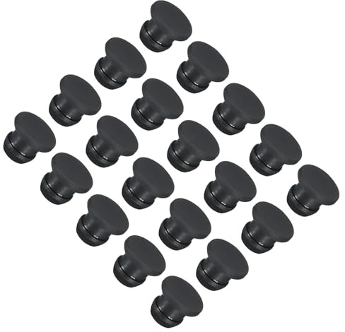 QUARKZMAN 20 Stück Gummistopfen 7mm Silikon-Lochstopfen Wasserdicht Verschlussstopfen Silikonstopfen Stopper Steckdichtstopfen Flach Abdeckkappen für Rohrleitungen Flaschen Labor, Schwarz