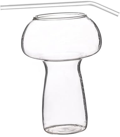Zerodeko 1satz Mushroom-shaped Cocktailglas Mit Strohhalm Elegante Gläser Für Cocktails Wein Und Whiskey Für Partys Und Feiern Aus Hochwertigem Glas Gefertigt