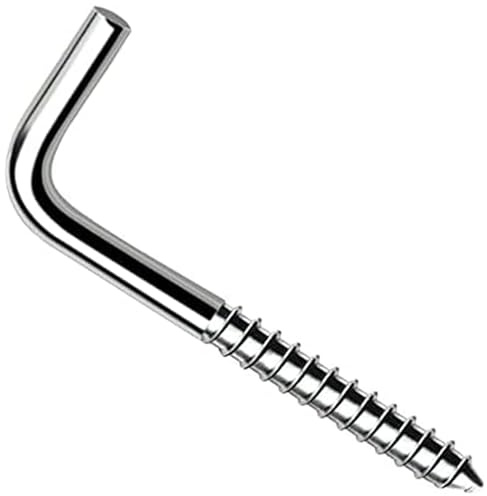 L Krokskruvar 60 mm x 6,0 mm (förpackning med: 5) kraftiga fyrkantiga koppkrokar för upphängning, metallskruv i vägghängare utomhusmontering