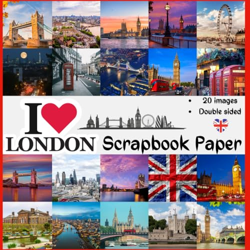 London Scrapbook Paper: Collection of double sided london england scenic views craft paper sheet for scrapbooking, card making, collage art , junk ... create decorative london city embellishments