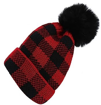 GALPADA Strickmütze Warme Weihnachtsmütze aus Wolle für Junge Mädchen Freizeitmütze mit Klassischen Weihnachtsmotiven für Kaltes Wetter