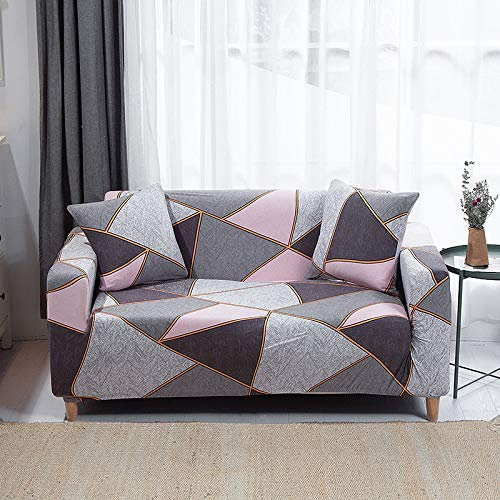Sofaschoner Rosa Grau Sofaüberwurf Weich Spandex Sofaschoner rutschfest Couch Überwurf Waschbare Sofa Überzug Sofabezug mit Elastischen Riemen Sofabezug L Form Pflegeleicht 2 Sitzer