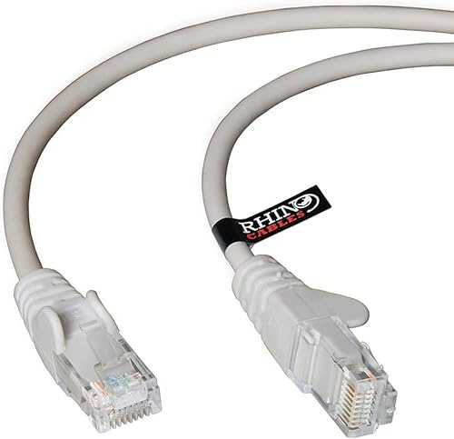rhinocables CAT 5e High-Speed Ethernet Cable - Reliable LAN Network RJ45 Cable for Fast Internet & Data Transfer | Durable WiFi Broadband Cable for Gaming & Streaming, (5m, Grey, Pack of 3)