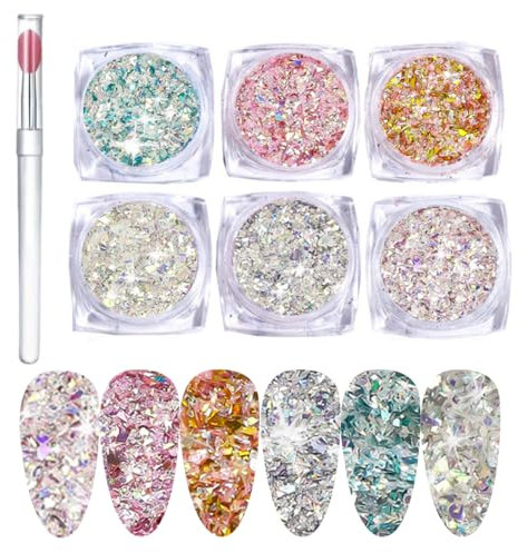 EYVRPAU Set de paillettes de maquillage 6 couleurs pour les vêtements, les ongles, le corps, les cheveux, la décoration de costumes, le maquillage des femmes et les accessoires paillettes