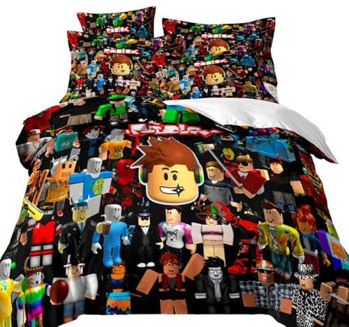 Ropa de Cama Rob-lox para niños, Funda Almohada 80X80cm 2 Piezas, Ropa Cama Anime Halloween