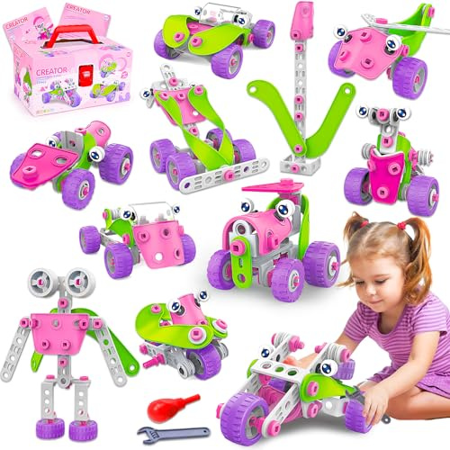 Lypsochaat Konstruktionsspielzeug ab 3 4 5 6 Jahre Jungen Mädchen, Kinder Spielzeug ab 3 4 5 6 Jahre Junge Mädchen, STEM Bauspielzeug Baukasten Kinder, Geburtstagsgeschenk 3-6 Jahre (Violett)