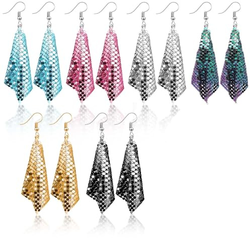 Tropfen Ohrringe, Ohrringe Fasching, Modeschmuck Ohrringe, Discokugel Ohrringe und Quasten Ohrringe